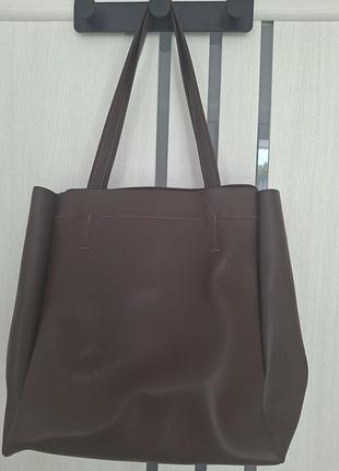Шопер жіночий коричневий з косметичкою 37×32 см
