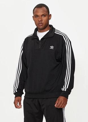 Олімпійка чоловіча adidas чорна з білими смужками
