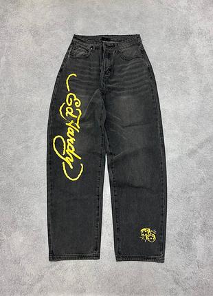 Широкі джинси ed hardy born to be wild loose fit y2k grey