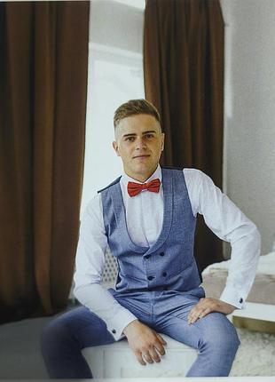Чоловічий костюм-трійка в клітинку 3