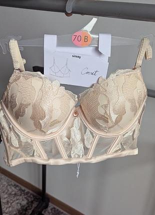Лиф бюстгальтер корсетный беж 70в 75в 80в 75с новый кружево