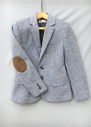 Піджак блейзер h&m спортивний на хлопчика 134 см, 8-9 років світло-сірий бавовна