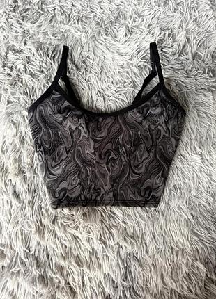 Топ жіночий victoria’s secret pink спортивний з мармуровим принтом чорний/сірий xxs-xs