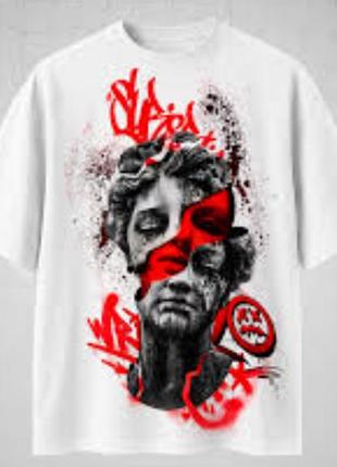 Футболка с принтом "red art" унисекс
