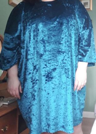 Сукня asos curve бірюзова велюрова оверсайз eu 52 xxl-3xl