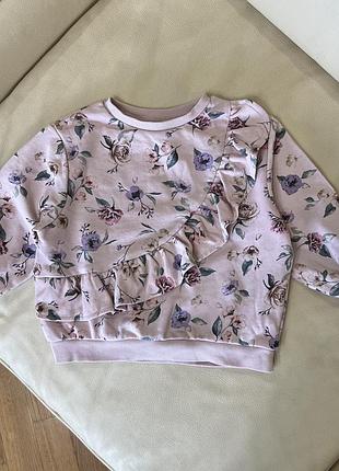 Світшо в квітковий принт від h&m 2-3 роки ріст 98 на дівчинку в ідеальному стані дов 35.5, шир 37, плече приспущене рукав від горла 38.5