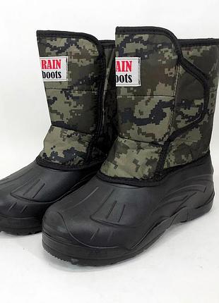 Черевики чоловічі rain boots дутики утеплені камуфляжні