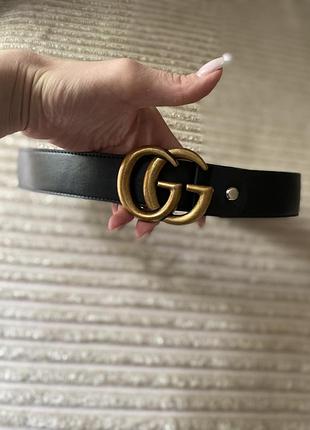 Ремінь у стилі gucci gg 🖤 чорний • золотиста пряжка • жіночий