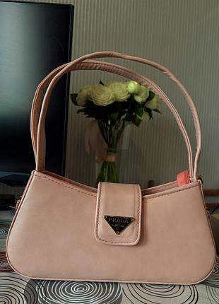 Сумка жіноча prada багет рожева