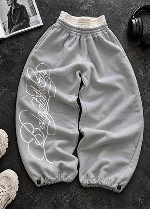 Жіночі штани oversize, жіночі джогери oversize, теплі штани на флісі, широкі джогери, штани з принтом, спортивні штани з надписом, теплі штани прямі