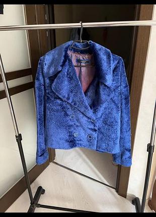 Жіноча шуба max mara синя