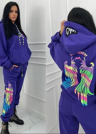 Костюм жіночий  теплий , яскравий , фіолетовий l - xxl