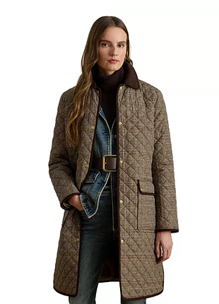 Демисезонное стеганое пальто удлиненная куртка тренч ralph lauren
