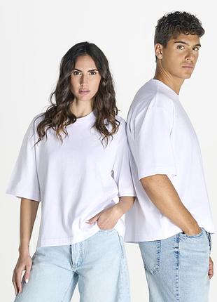 Белая укороченная футболка oversize 100% хлопок 240 г/м², размер s