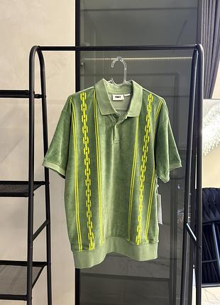 Поло чоловіче obey pensa velour polo jade multi велюрове