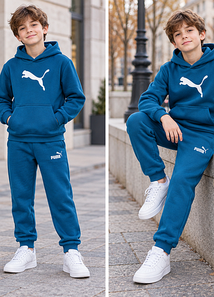 Теплий костюм на флісі для хлопчика puma 146-164 см бірюза туреччина
