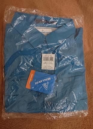 Чоловіча сорочка columbia з коротким рукавом, синя, розмір xl