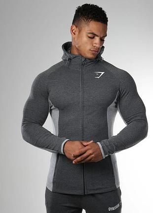 Чоловіче худі gymshark fit hooded top сірого кольору, розмір l