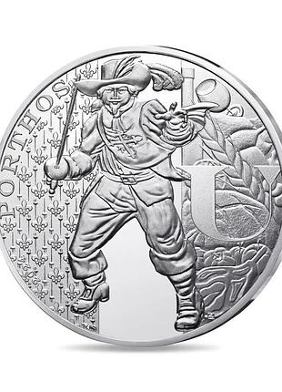 Колекційна срібна монета 10 євро «портос» 2024 (три мушкетери) monnaie de paris - 27