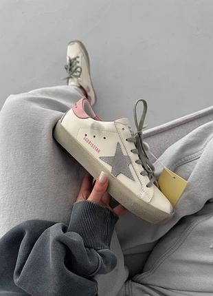 Кеди жіночі golden goose | white / grey / pink premium