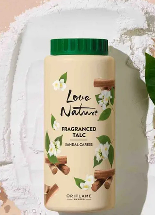 Тальк oriflame love nature sandal caress з ароматом жасмину та сандалу