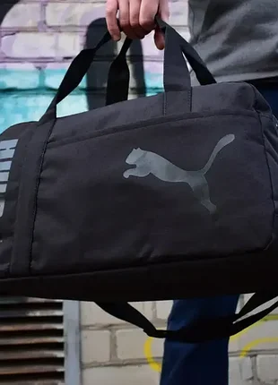 Мужская сумка черная puma, сумка дорожная спортивная для тренировок пума