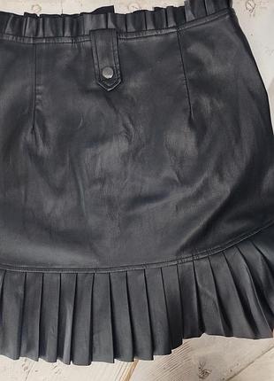 🖤 шикарная кожаная мини юбка 7