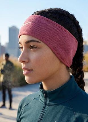 Рожева спортивна пов'язка на голову nike (на вуха / для бігу)