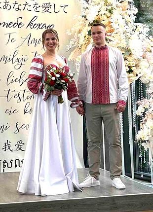 Платье корсетное красное на белой основе. зріст по міркам, 46 m, чашка d