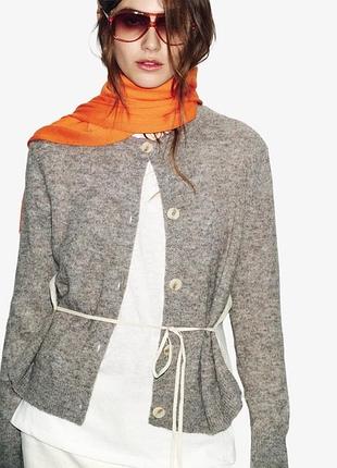 Кардиган жіночий zara комбінований на ґудзиках, сірий