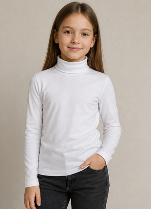 Гольф дитячий білий базовий 🌱 100% бавовна 🏷️ zara kids 134-140 см 🏫 водолазка для школи