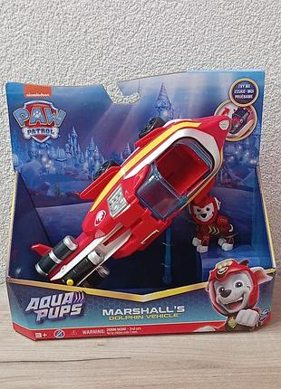 Игровой набор щенячий патруль paw patrol спасательный автомобиль-трансформер маршала в виде дельфина из серии аквацуцаны paw patrol aqua pups