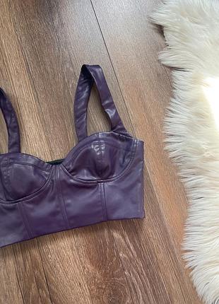 Стильний трендовий топ сливовий екошкіра zara корсет шкіра