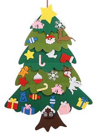 Дитяча різдвяна ялинка з іграшками з фетру chrismas free дитяча ялинка на стіну 95x70 см