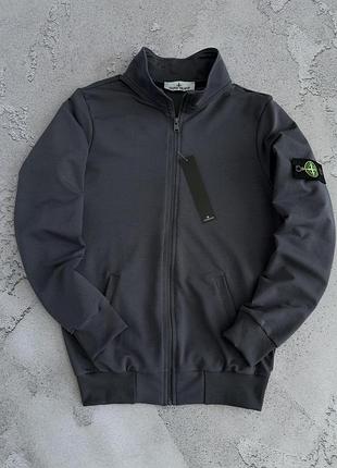 Мужская темно-серая зепка stone island с патчем спортивная кофта на молнии стон айленд s / m / l / xl / xxl
