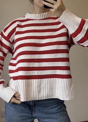 Светр жіночий h&m у смужку червоно-білий