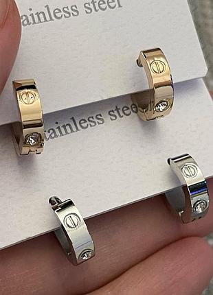 Серьги картье лав из медицинского золота stainless steel, xuping позолоченные