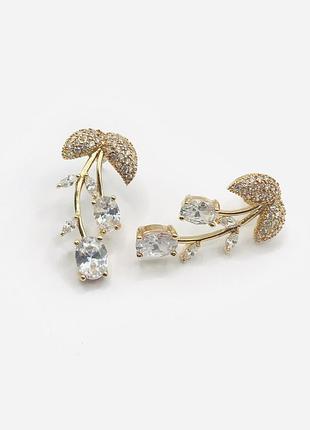 Серьги с фианитами. размер 3 см, медицинская сталь design by korea 925 silver