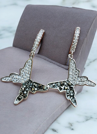 Сережки з метеликами з медичного золота stainless steel, xuping позолочені