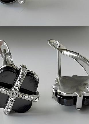 Сережки з керамікою. розмір 1,7 см медзолото. медичне золото. xuping