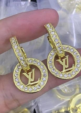 Сережки lv з медичного золота stainless steel