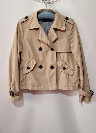 Вкорочений двубортний тренч zara