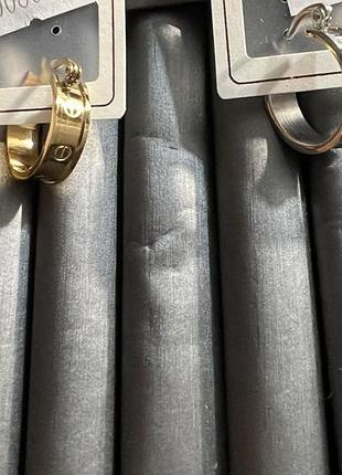 Серьги кольца картье лав из медицинского золота stainless steel
