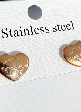 Серьги тиффани из медицинского золота stainless steel, xuping позолоченные