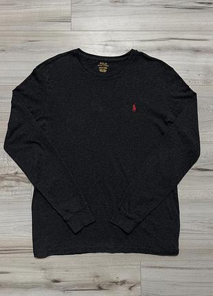 Графитная кофта лонгслив поло ральф лорен polo ralph lauren classic long sleeve, m, оригинал
