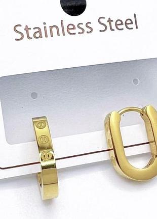 Серьги картье из медицинского золота stainless steel