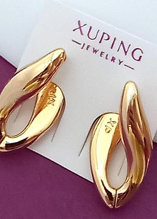 Серьги без камней размер: 2 см. медзолото. медицинское золото. xuping