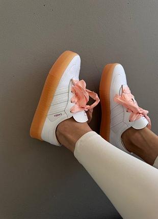Кроссовки женские adidas samba | platform white / peach premium