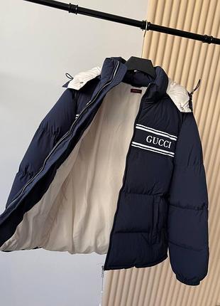 Куртка коротка темно-синя  з бежевим gucci