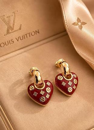 Серьги луи виттон lv из медицинского золота stainless steel, лимонная позолота